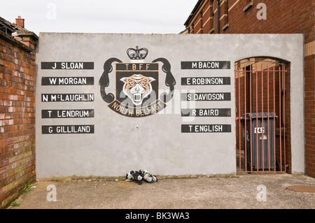 Il Murale in Tiger Bay, Belfast, commemorando lealisti uccisi nei disordini. Foto Stock