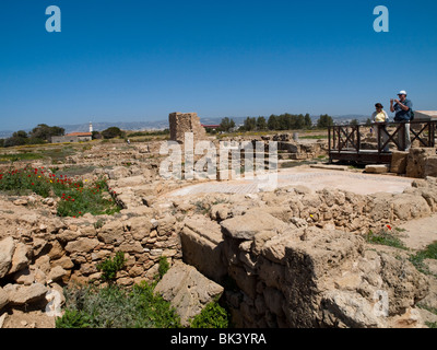 Rovine della casa di Teseo a Paphos parco archeologico, Cipro Europa Foto Stock