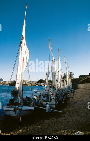 Barche a vela lungo il Nilo, Egitto Foto Stock