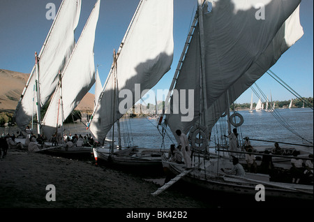 Barche a vela lungo il Nilo, Egitto Foto Stock