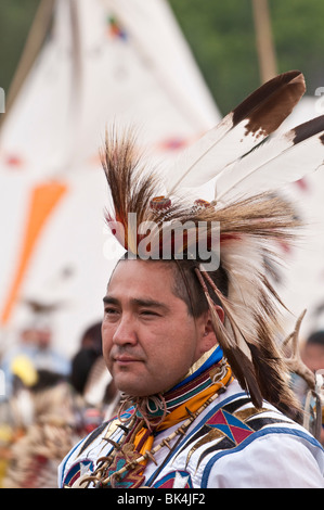 Uomo nativo, T'suu Tina Pow Wow, Bragg Creek, Alberta, Canada Foto Stock