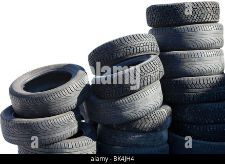 Pile di smantellare gli pneumatici per auto Foto Stock