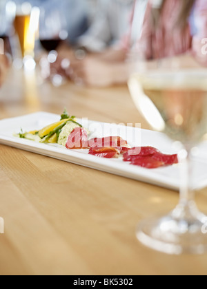 Close-up di salmone antipasto in Ristorante Foto Stock