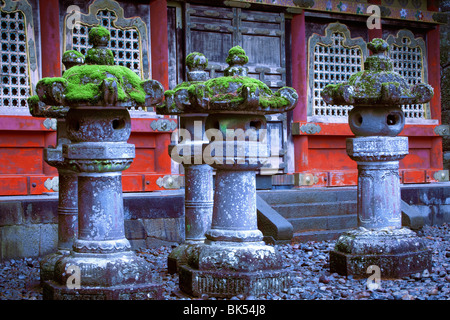 Lanterne di pietra al Nikko al Santuario di Toshogu, Nikko, Giappone Foto Stock