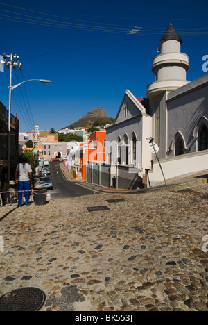 Street nel quartiere Bo-Kaap, Cape Town, Sud Africa Foto Stock