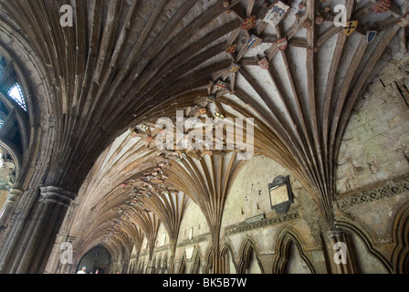 Soffitto a volta del chiostro, Cattedrale di Canterbury, Sito Patrimonio Mondiale dell'UNESCO, Canterbury, nel Kent, England, Regno Unito Foto Stock