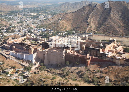 Vista aerea del Forte Amber Palace Jaipur, Rajasthan, India, Asia Foto Stock