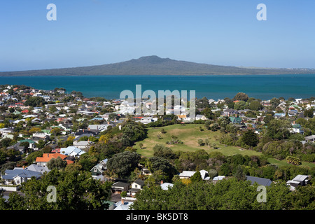 Isola di Rangitoto e il Golfo di Hauraki, Auckland Foto Stock