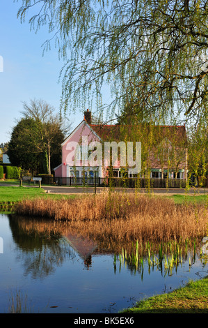 DANBURY, ESSEX, Regno Unito - 10 APRILE 2010: Vista sul grazioso villaggio verde e laghetto di anatre, Foto Stock