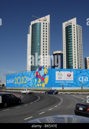 Annuncio che mostra che il Qatar è una nazione di offerta per il 2022 FIFA World Cup Foto Stock