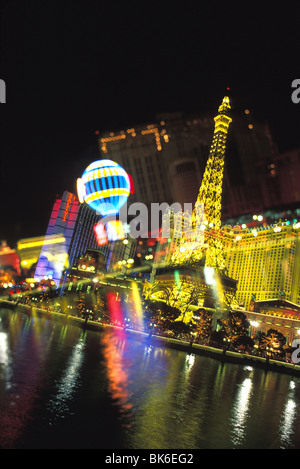 Doppia esposizione notte dei casinò di Las Vegas Nevada Foto Stock