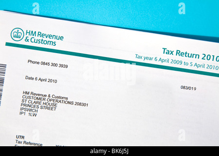 HM Revenue & Customs imposta modulo di ritorno Foto Stock