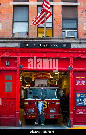 Squad 18, New York Fire Department Firehouse, West Village di New York City Foto Stock