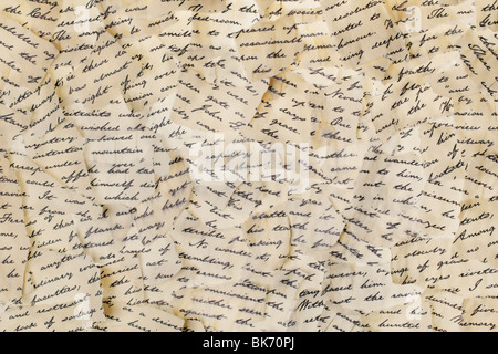 Sfondo costituito di lettere strappato. Si prega di notare: l'immagine può apparire granulate, ma che è la struttura della carta. Foto Stock