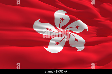 Svolazzanti bandiera di Hong Kong sul vento Foto Stock