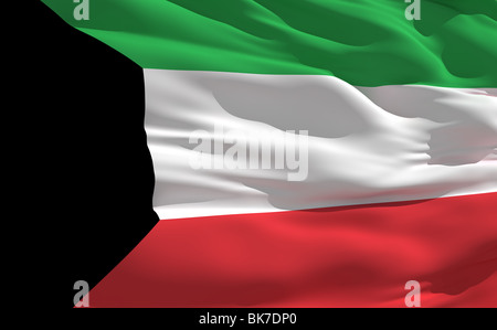 Svolazzanti bandiera del Kuwait sul vento Foto Stock