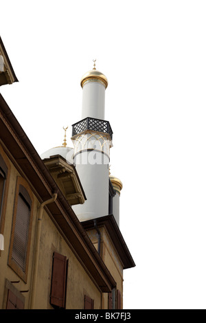 Moschea con minareti; Neuchatel, Svizzera. Charles Lupica Foto Stock