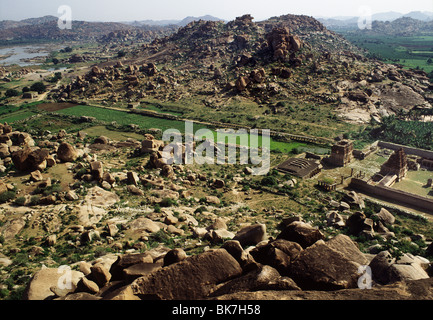 Hanuman temple, rovine di Hampi, Sito Patrimonio Mondiale dell'UNESCO, Karnataka, India, Asia Foto Stock