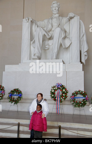 Washington DC, West Potomac Park, National Mall & Memorial Parks, Lincoln Memorial, 1922, President Abraham Lincoln, storia, scultura, Daniel Chester French Foto Stock