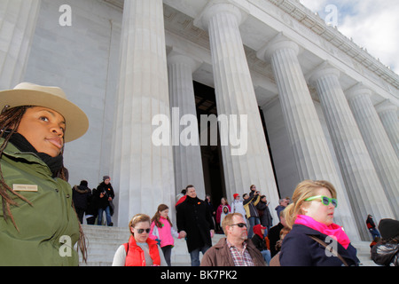 Washington DC, West Potomac Park, National Mall & Memorial Parks, Lincoln Memorial, 1922, architettura greca Revival, esterno, fronte, ingresso, istore Foto Stock