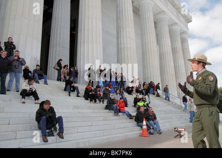 Washington DC DC, West Potomac Park, National Mall and Memorial Parks, Lincoln Memorial, 1922, architettura in stile revival greco, scalinate Foto Stock