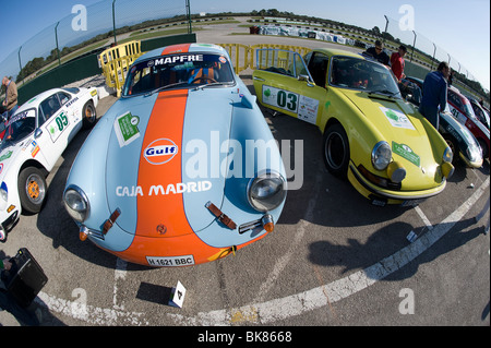 1963 Porsche 356 Roadster vettura sportiva in gulf racing colori. Foto Stock