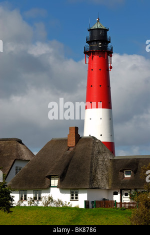 Faro di Pellworm, Nord Isole Frisone, Nord distretto Friesland, Schleswig-Holstein, Germania, Europa Foto Stock