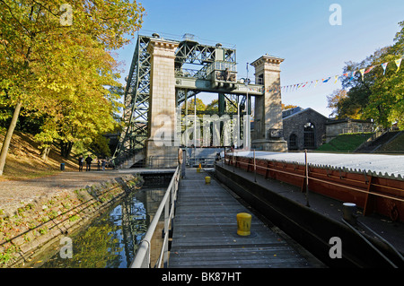 Henrichenburg boat lift, Schleusenpark, Waltrop bloccare Park, Vestfalia Museo Industriale, Itinerario del Patrimonio Industriale, Dortmun Foto Stock