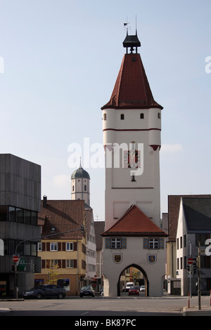 Ulmer Gate, un ex city gate, Biberach an der Riss, Alta Svevia, Baden-Wuerttemberg, Germania, Europa Foto Stock