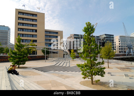 Terrazze Magellan-Terrassen nel quartiere di Hafencity di Amburgo, Germania, Europa Foto Stock