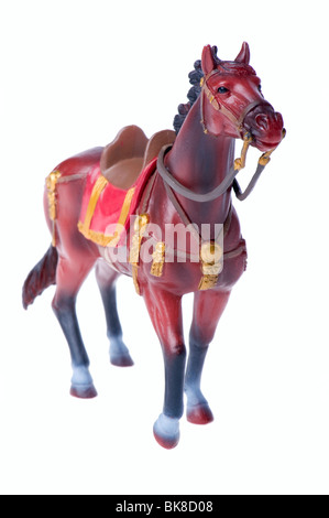 Oggetto su bianco - giocattolo cavallo militare Foto Stock