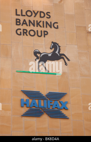 Lloyds Banking Group segno esterno ex sede di HBOS, Halifax Foto Stock