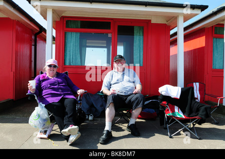 Cabine sulla spiaggia, Mablethorpe Lincolnshire Inghilterra. Foto Stock