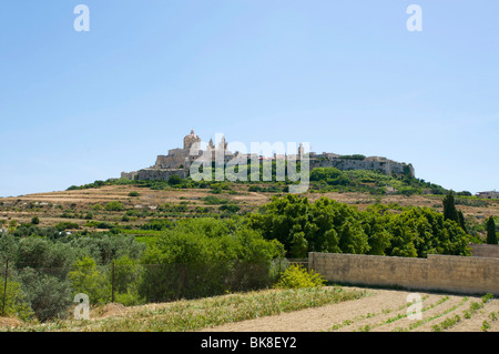 Vista della città di Mdina, Malta, Europa Foto Stock