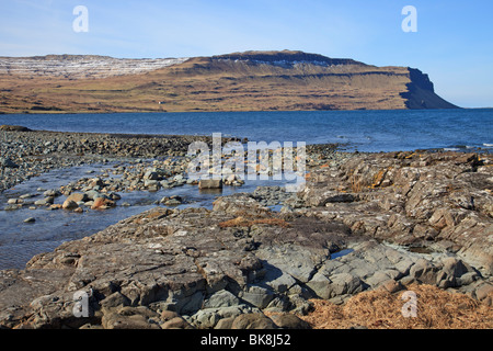Soleggiata giornata di primavera da Loch na Keal, vicino Gribun, Isle of Mull, Scozia Foto Stock