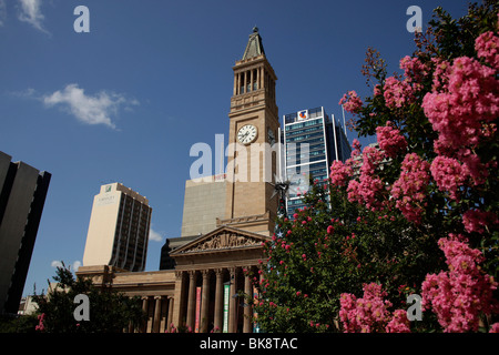 Il municipio con la torre dell orologio a Brisbane, Queensland, Australia Foto Stock