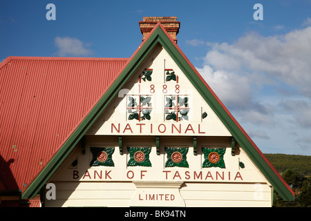 Storica Banca Nazionale della Tasmania, Derby, Est della Tasmania, Australia Foto Stock