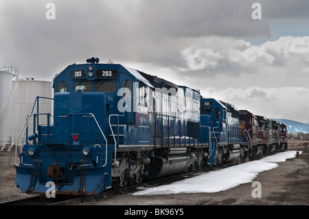 La città vecchia di San Luis & Rio Grande railroad locomotiva diesel Foto Stock