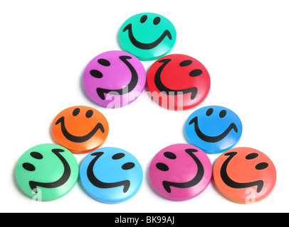 Smiley magneti per il frigo Foto Stock