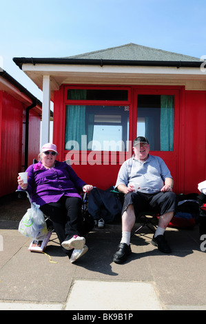 Cabine sulla spiaggia, Mablethorpe Lincolnshire Inghilterra. Foto Stock