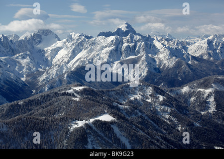 Alpi Giulie, fotografia aerea, confine della Carinzia e della Slovenia Foto Stock