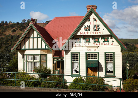 Storica Banca Nazionale della Tasmania, Derby, Est della Tasmania, Australia Foto Stock