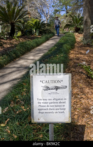 Kanapaha Spring Garden Festival Gainesville Florida alligator un cartello di segnalazione lungo il percorso Foto Stock