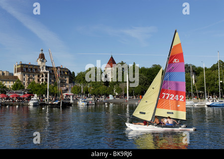 Hotel Aulac at promenade, Ouchy, Losanna, nel Cantone di Vaud, Svizzera Foto Stock