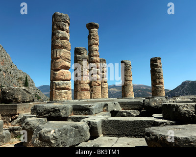 Antica Delphi Monte Parnassus Sterea Ellada Grecia Tempio di Apollo Foto Stock