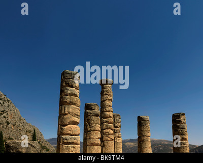 Antica Delphi Monte Parnassus Sterea Ellada Grecia Tempio di Apollo Foto Stock