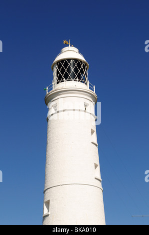 Faro di Nash punto Glamorgan Heritage costa del Galles Cymru REGNO UNITO GB Foto Stock