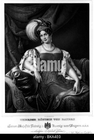 Therese Charlotte, 8.7.1792 - 26.10.1854, Queen Consort of Bavaria 1825 - 1848, mezza lunghezza, seduta, litografia di J. Fertig, dopo la pittura di Julie Countess von Egloffstein (1792 - 1869), Foto Stock