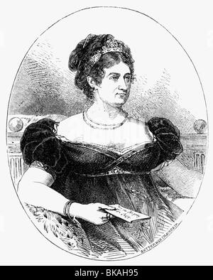 Caroline Amelia, 17.5.1768 - 7.8.1821, Regina Consort di Grande Briziano 29.1.1820 - 7.8.1821, a metà lunghezza, incisione in legno, circa 1820, , Foto Stock