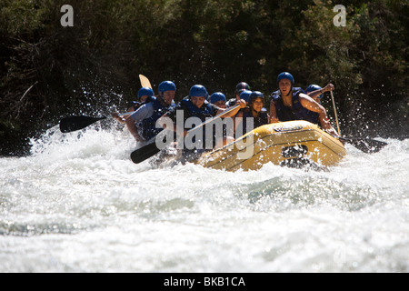 Rafting nel fiume Atuel in Valle Grande, San Rafael, Mendoza Foto Stock